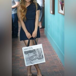 alice and olivia indi brisa navy one shoulder romper sz 0